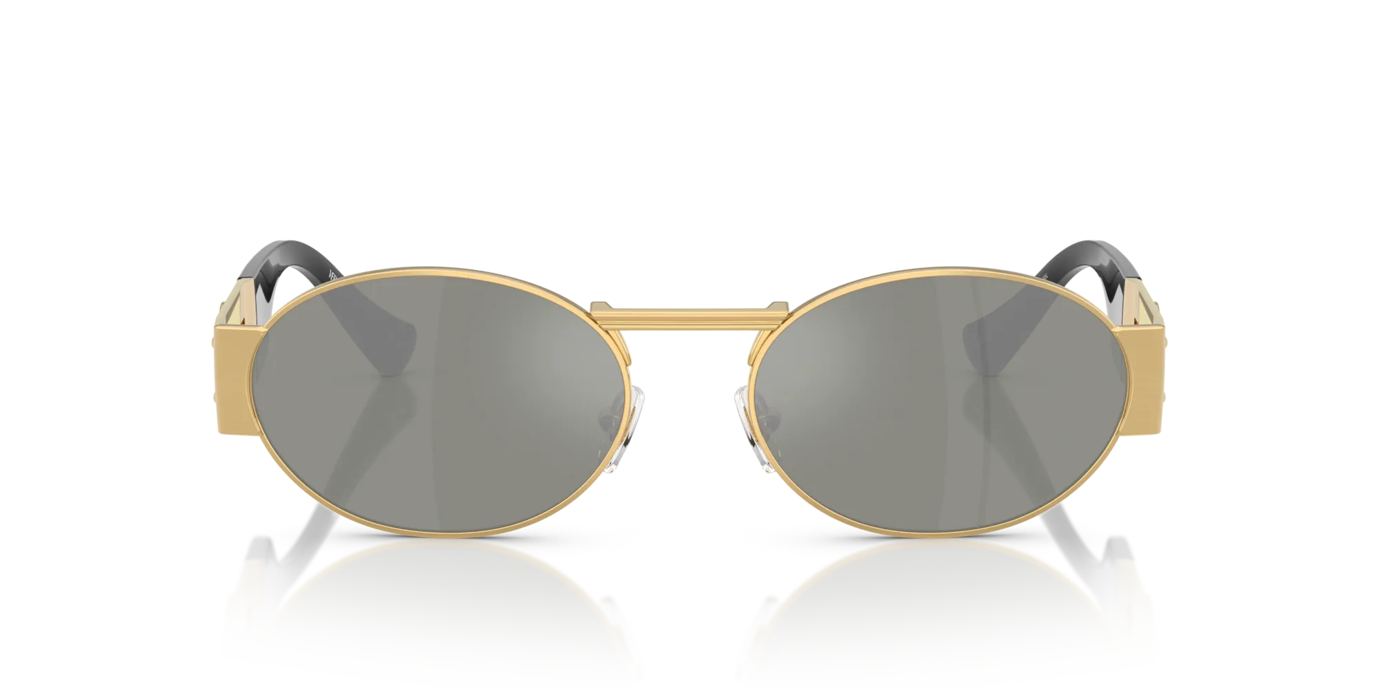 Versace VE2264 100230 Occhiali da sole Acciaio Oro Verde Rotonda Specchiate - immagine 3