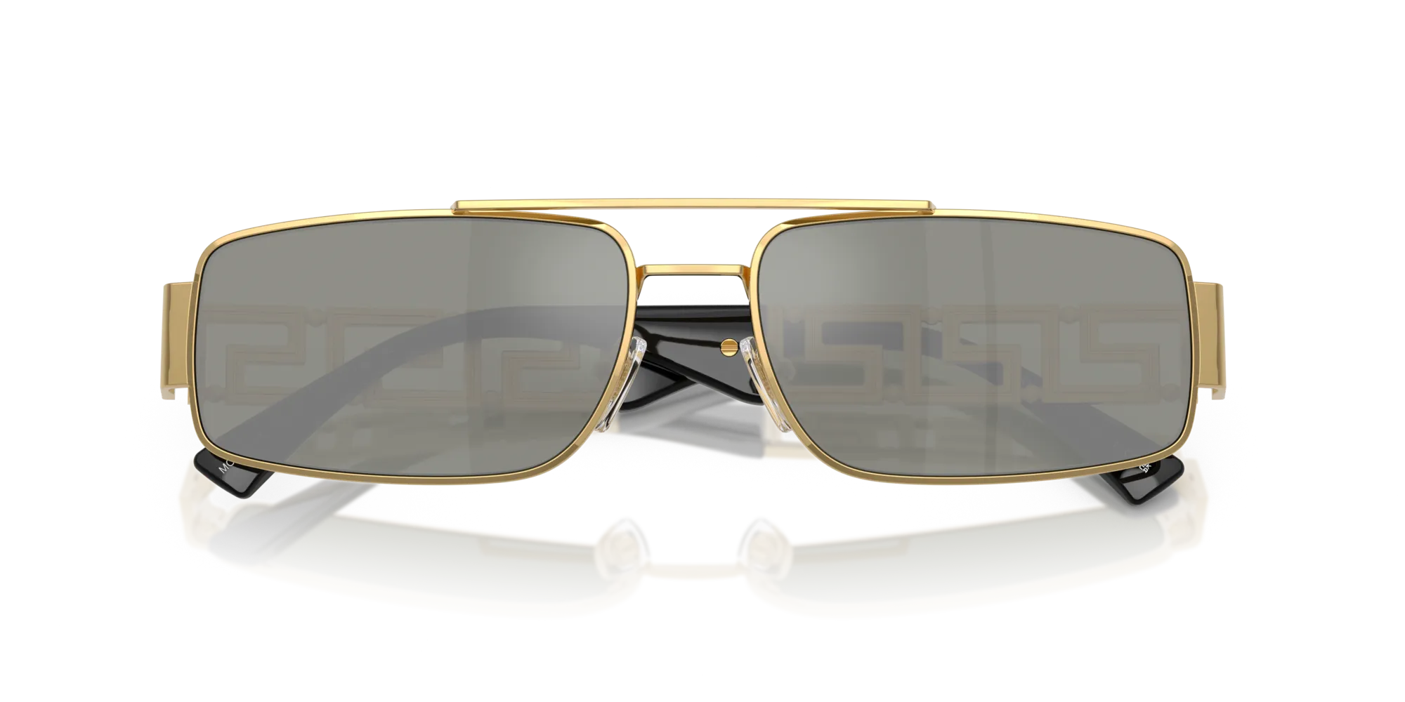 Versace VE2257 100230 Occhiali da sole Metallo Oro Verde Squadrata Specchiate - immagine 2