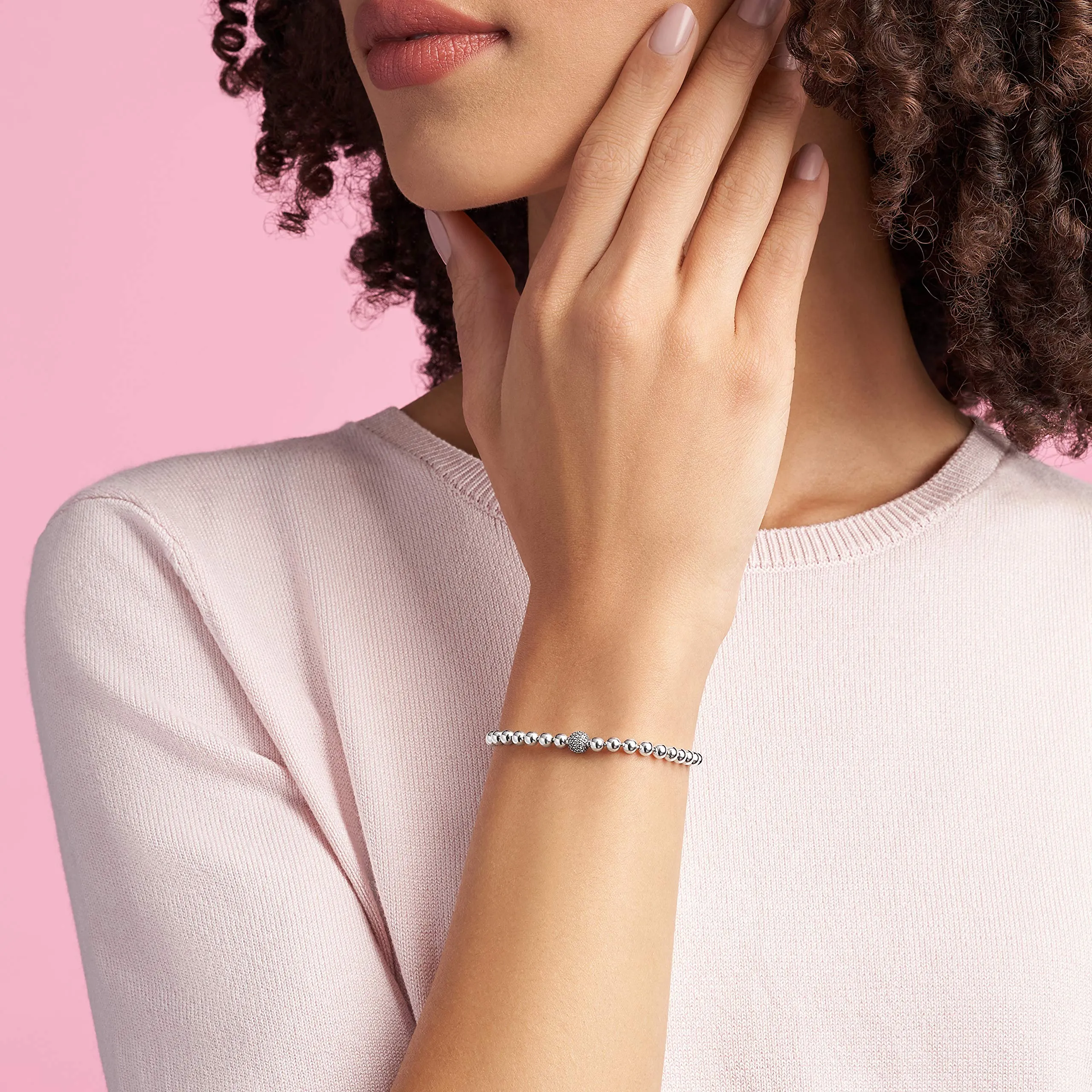 PANDORA Purely PANDORA Bracciale con perline e pavé in argento Sterling con zirconia cubica, 19 - immagine 3