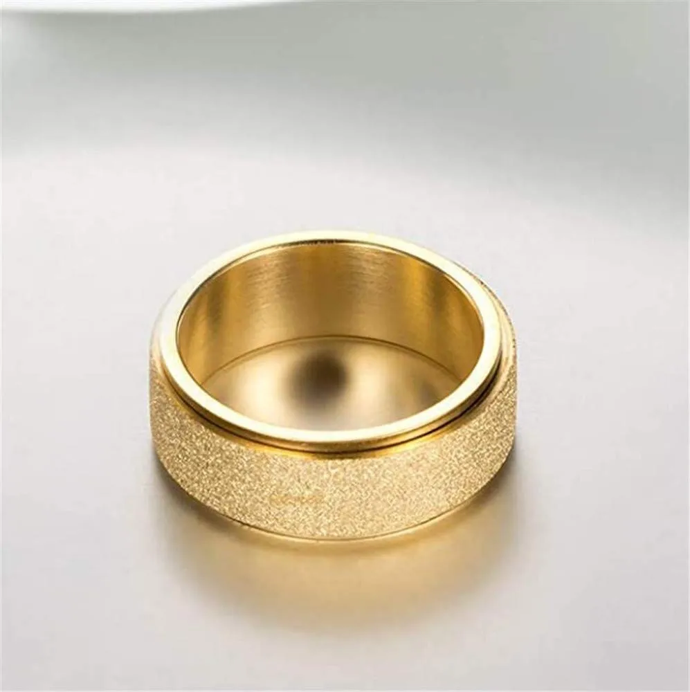 PAURO Squillare Donna Acciaio Inossidabile Oro 6MM Impilabile Nozze Banda Squillare Sabbiare Finire Taglia 19 - immagine 2