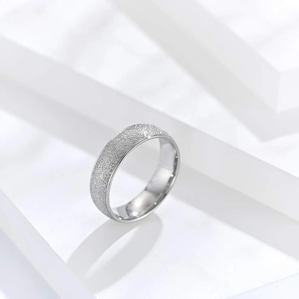 PAURO Squillare Donna Acciaio Inossidabile Argento 6MM Impilabile Nozze Banda Squillare Sabbiare Finire Taglia 14 - immagine 2