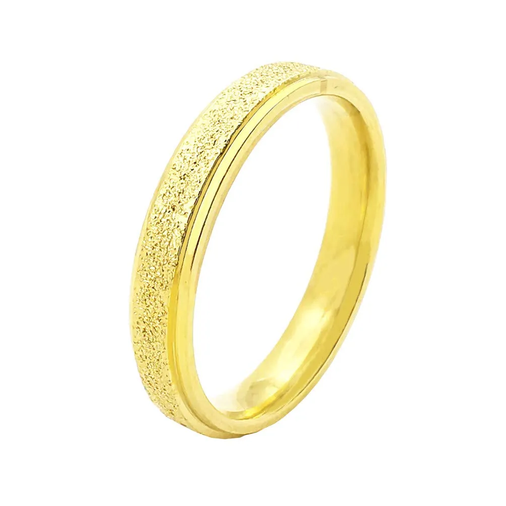 PAURO Squillare Donna Acciaio Inossidabile Oro 4MM Impilabile Nozze Banda Squillare Sabbiare Finire Taglia 12 - immagine 1