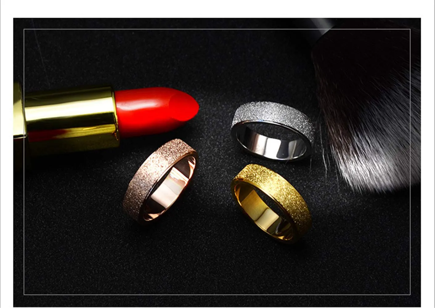 PAURO Squillare Donna Acciaio Inossidabile Oro 6MM Impilabile Nozze Banda Squillare Sabbiare Finire Taglia 14 - immagine 4