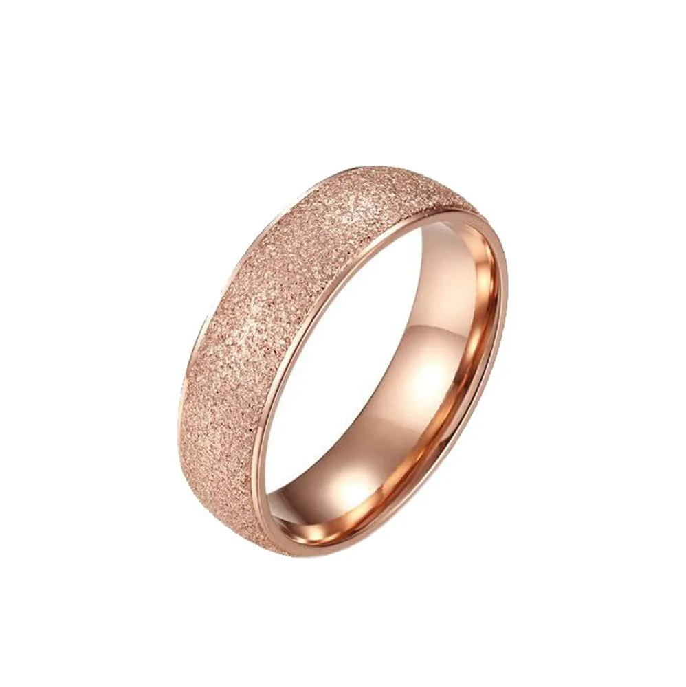 PAURO Squillare Donna Acciaio Inossidabile Oro Rosa 6MM Impilabile Nozze Banda Squillare Sabbiare Finire Taglia 14 - immagine 1