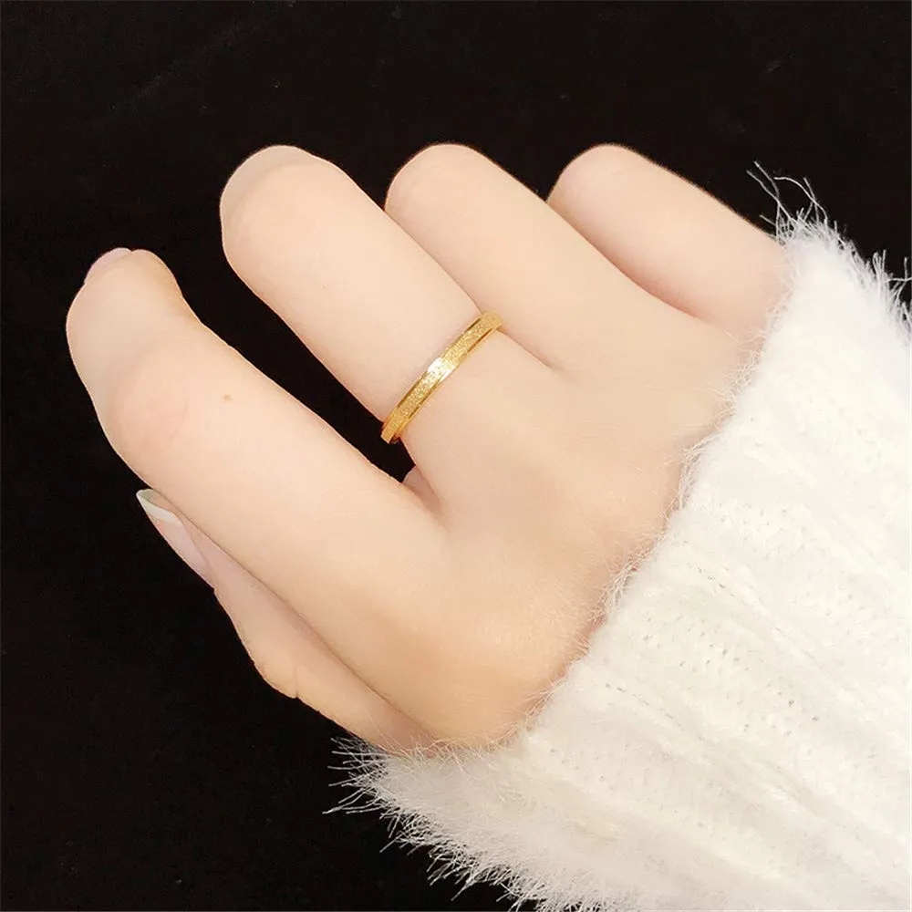 PAURO Squillare Donna Acciaio Inossidabile Oro 2MM Impilabile Nozze Banda Squillare Sabbiare Finire Taglia 10 - immagine 5