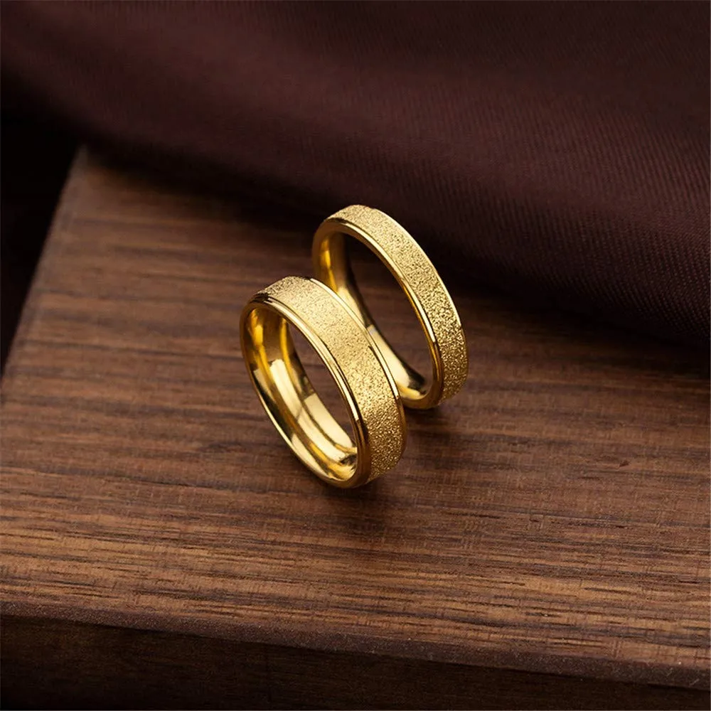 PAURO Squillare Donna Acciaio Inossidabile Oro 4MM Impilabile Nozze Banda Squillare Sabbiare Finire Taglia 19 - immagine 4