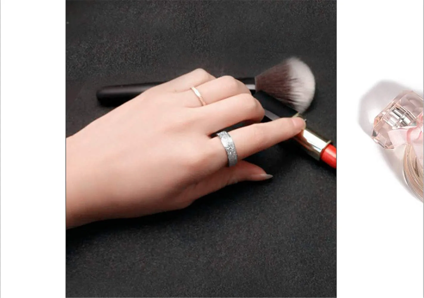 PAURO Squillare Donna Acciaio Inossidabile Argento 6MM Impilabile Nozze Banda Squillare Sabbiare Finire Taglia 7 - immagine 5