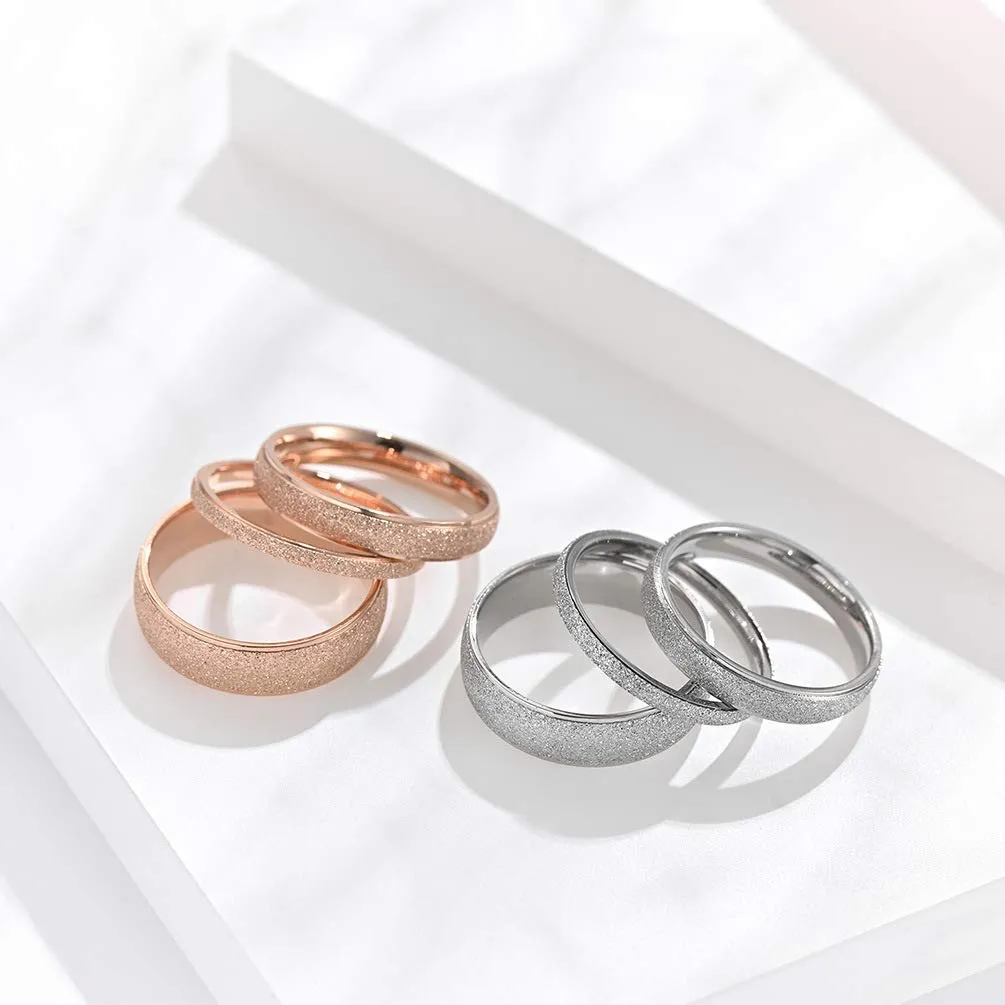 PAURO Squillare Donna Acciaio Inossidabile Argento 6MM Impilabile Nozze Banda Squillare Sabbiare Finire Taglia 17 - immagine 4