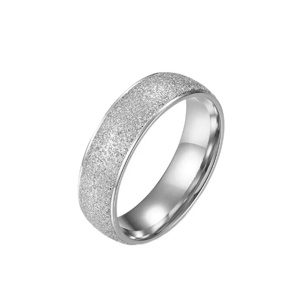 PAURO Squillare Donna Acciaio Inossidabile Argento 6MM Impilabile Nozze Banda Squillare Sabbiare Finire Taglia 19 - immagine 1