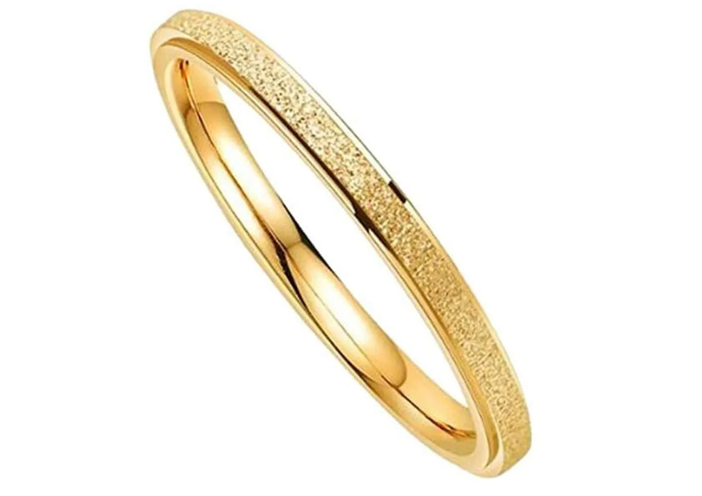 PAURO Squillare Donna Acciaio Inossidabile Oro 2MM Impilabile Nozze Banda Squillare Sabbiare Finire Taglia 17 - immagine 1