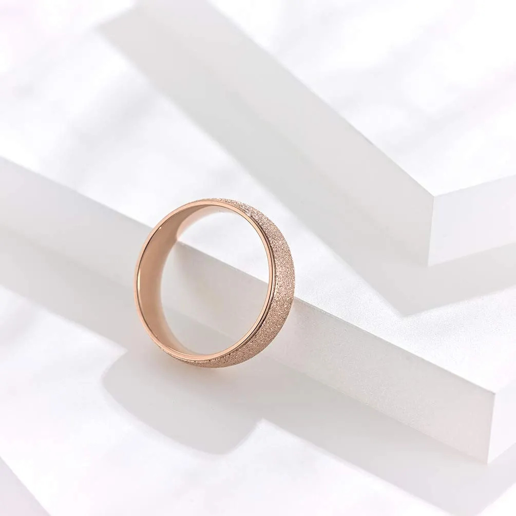 PAURO Squillare Donna Acciaio Inossidabile Oro Rosa 6MM Impilabile Nozze Banda Squillare Sabbiare Finire Taglia 17 - immagine 3