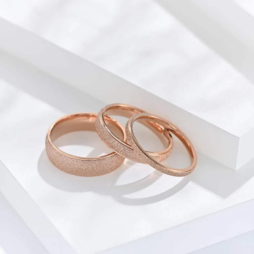 PAURO Squillare Donna Acciaio Inossidabile Oro Rosa 6MM Impilabile Nozze Banda Squillare Sabbiare Finire Taglia 17 - immagine 5