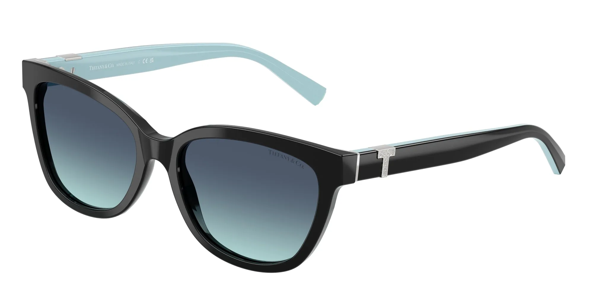 Tiffany TF4237B 80019S Occhiali da sole Acetato Nero Blu Cat Eye Normale Sfumato - immagine 1