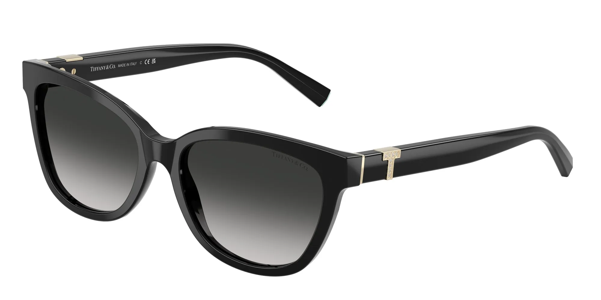 Tiffany TF4237B 80013C Occhiali da sole Acetato Nero Grigio Cat Eye Normale Sfumato - immagine 1