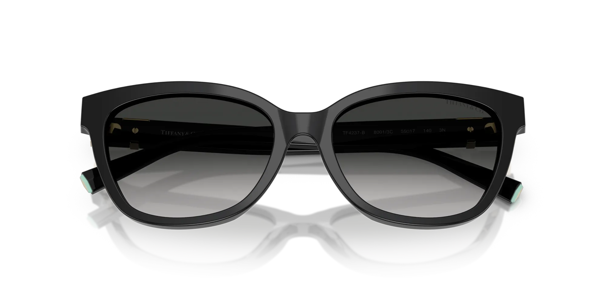 Tiffany TF4237B 80013C Occhiali da sole Acetato Nero Grigio Cat Eye Normale Sfumato - immagine 2