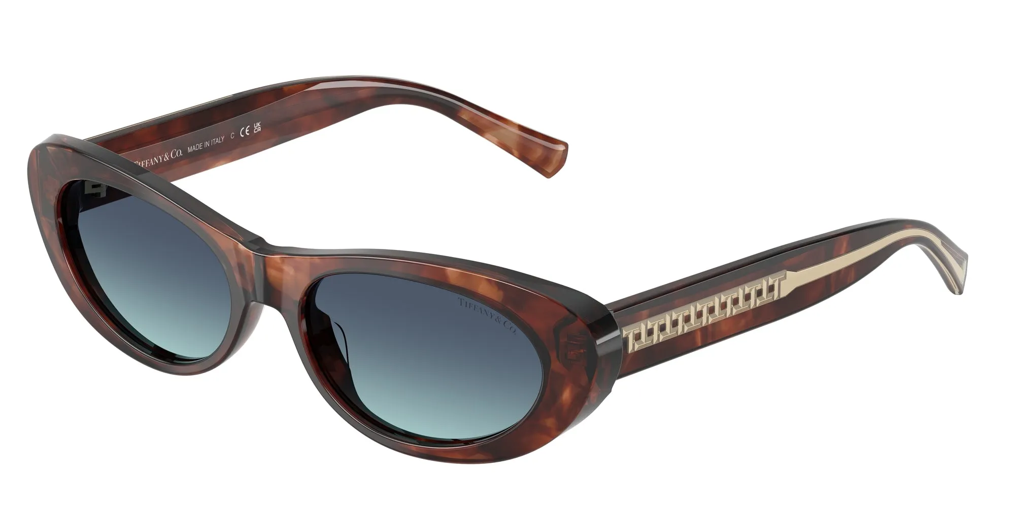 Tiffany TF4236U 84219S Occhiali da sole Acetato Marrone Blu Rotonda Normale Sfumato - immagine 1