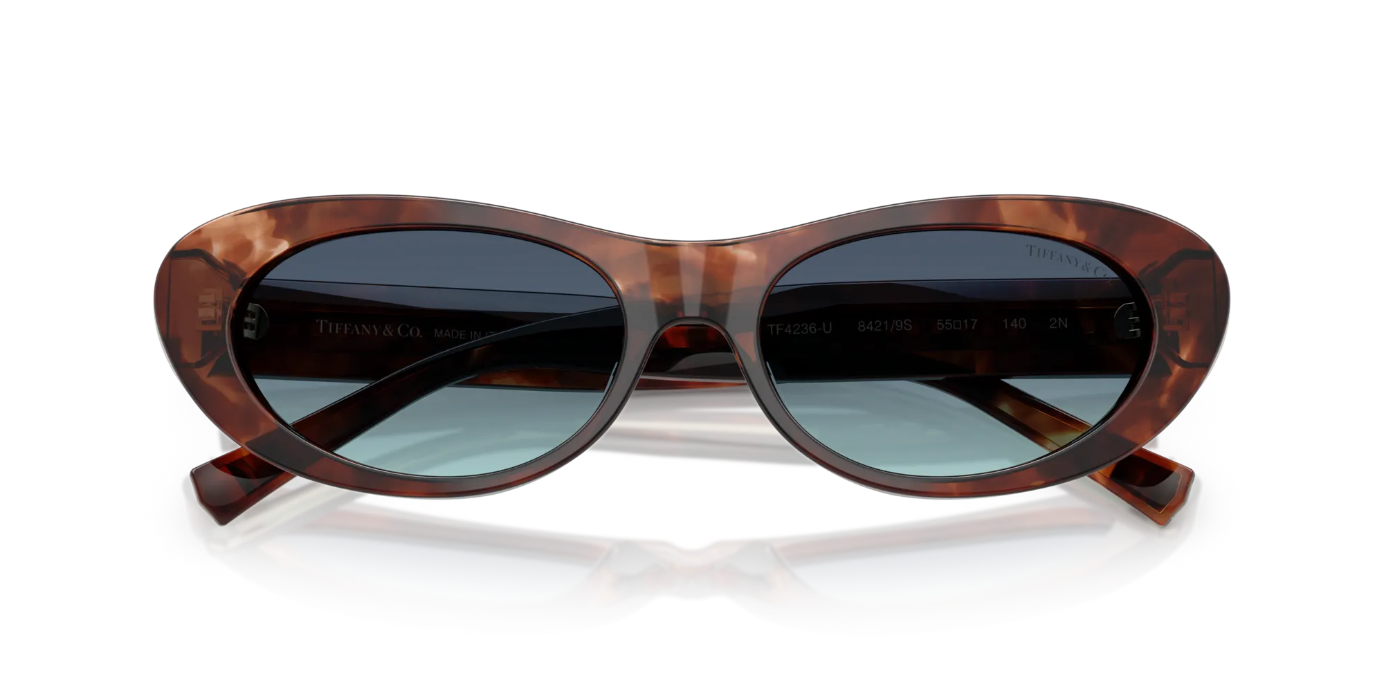 Tiffany TF4236U 84219S Occhiali da sole Acetato Marrone Blu Rotonda Normale Sfumato - immagine 2
