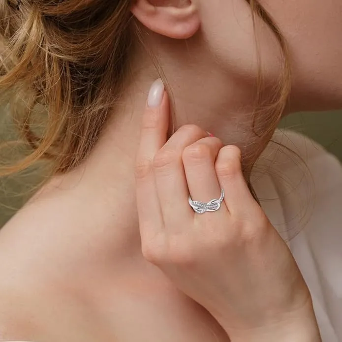 starchenie Anello a Infinito per Donna Argento 925 e Zirconia Cubica Nodo Eterno Anelli (Taglia 14) - immagine 5
