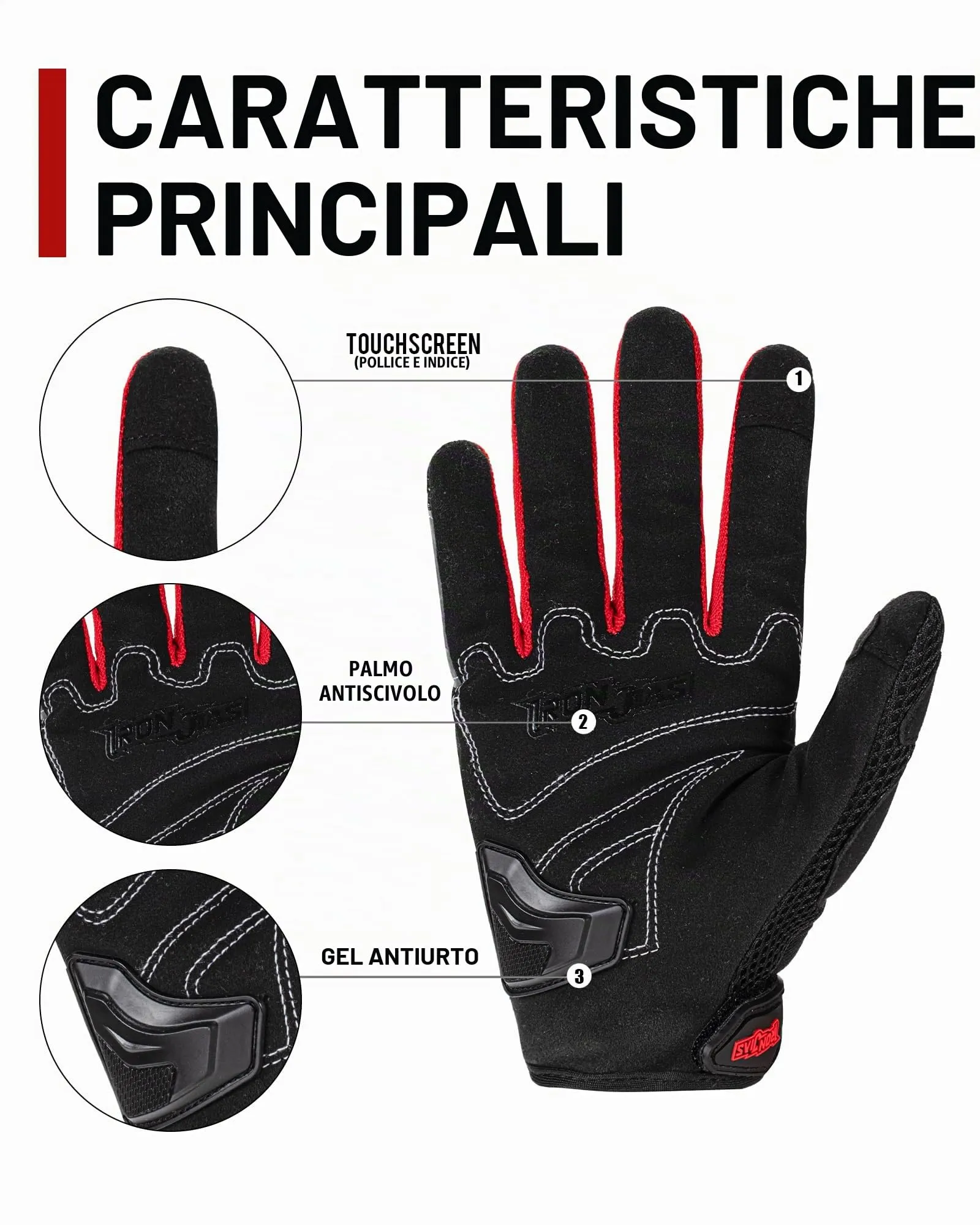 IRON JIA’S Guanti Moto Uomo Estivi Touch screen Leggero Impermeabile Traspirante Confortevole,Protezione a Guscio Duro Attrezzatura da Moto Resistente all'usura Motociclismo e alpinismo Rosso-XL - immagine 3