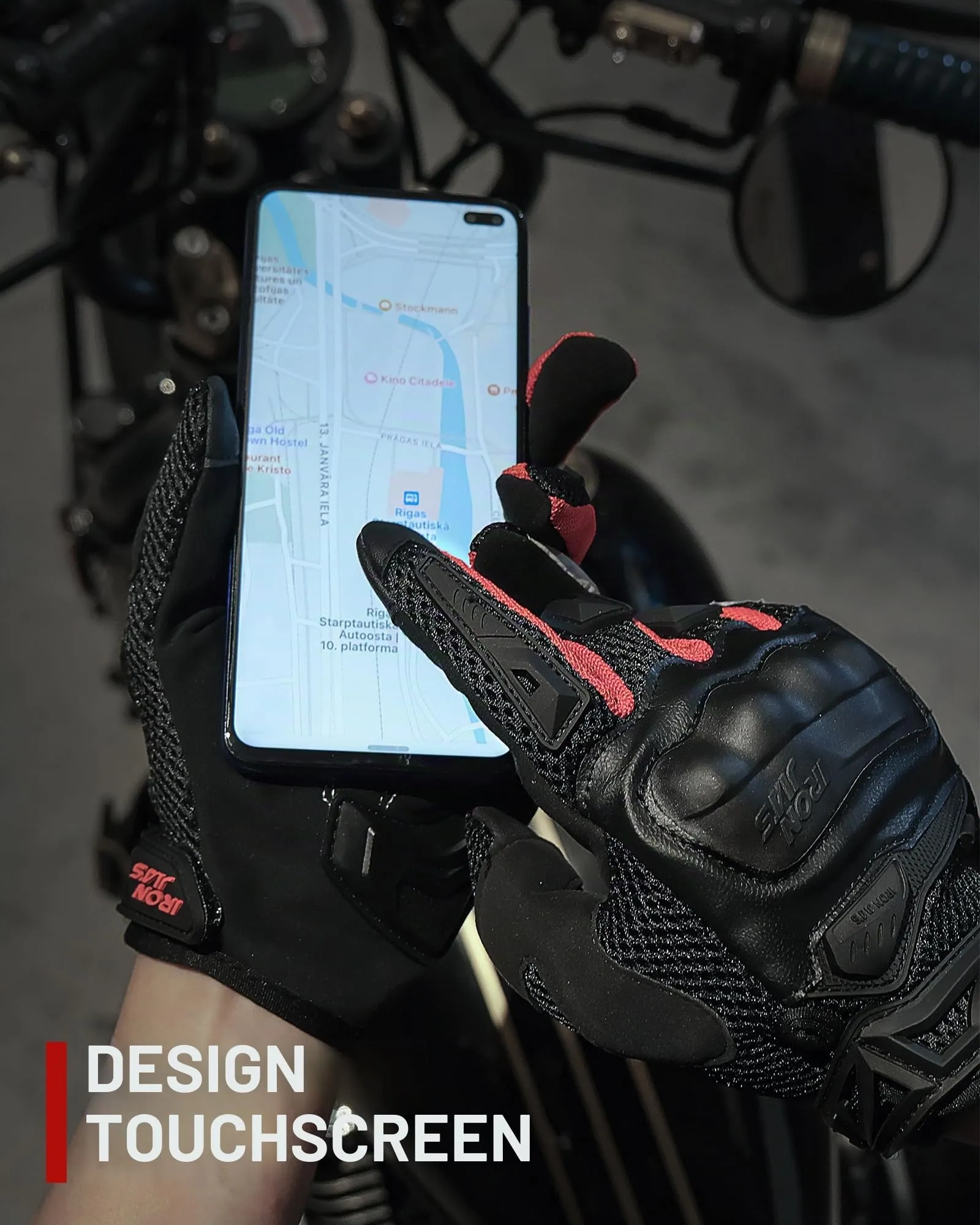 IRON JIA’S Guanti Moto Uomo Estivi Touch screen Leggero Impermeabile Traspirante Confortevole,Protezione a Guscio Duro Attrezzatura da Moto Resistente all'usura Motociclismo e alpinismo Rosso-XL - immagine 4