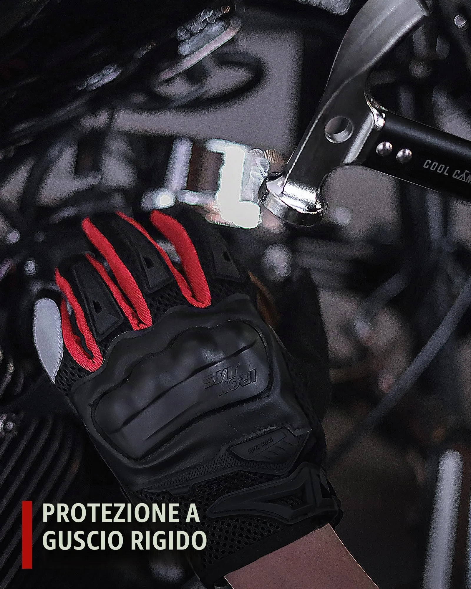 IRON JIA’S Guanti Moto Uomo Estivi Touch screen Leggero Impermeabile Traspirante Confortevole,Protezione a Guscio Duro Attrezzatura da Moto Resistente all'usura Motociclismo e alpinismo Rosso-XL - immagine 7
