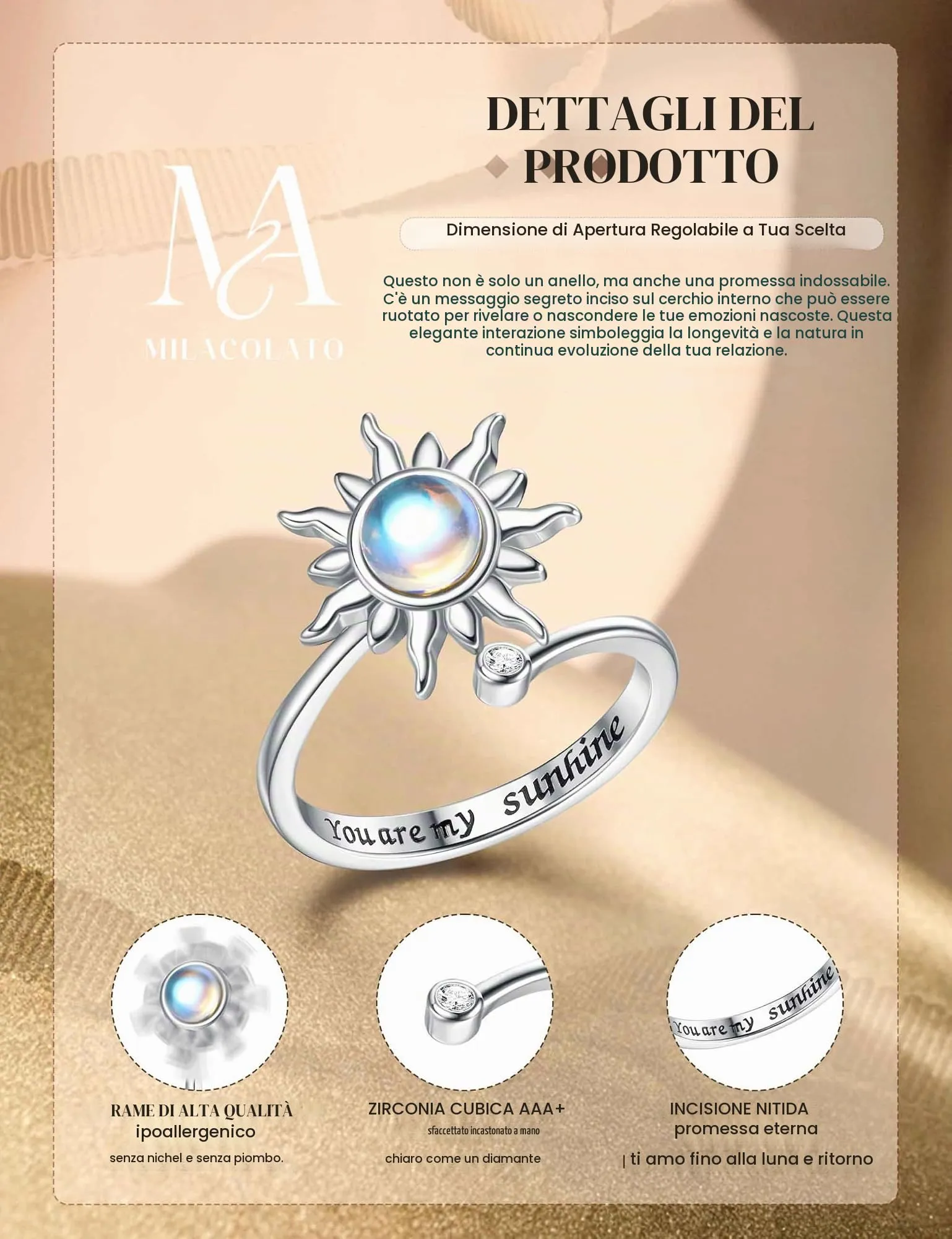 MILACOLATO Anello Antistress Regolabile Donna - immagine 2