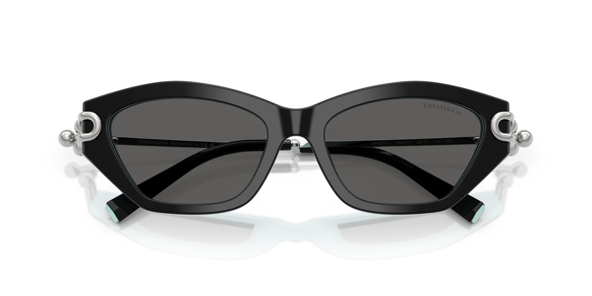 Tiffany TF4231U 8055S4 Occhiali da sole Acetato Nero Grigio Cat Eye Normale - immagine 2