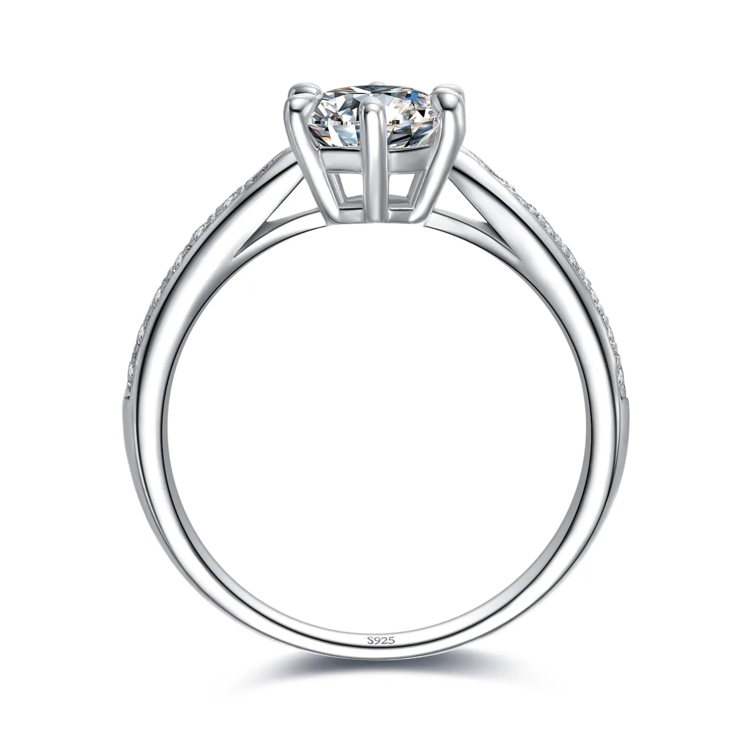 JewelryPalace 1ct Classico Anello Solitario Donna Argento 925 con Moissanite, Diamante Simulato Anelli Donna Argento con Pietre Laterali, Semplice Fedine Fidanzamento Anniversario Set Gioielli Donna - immagine 5