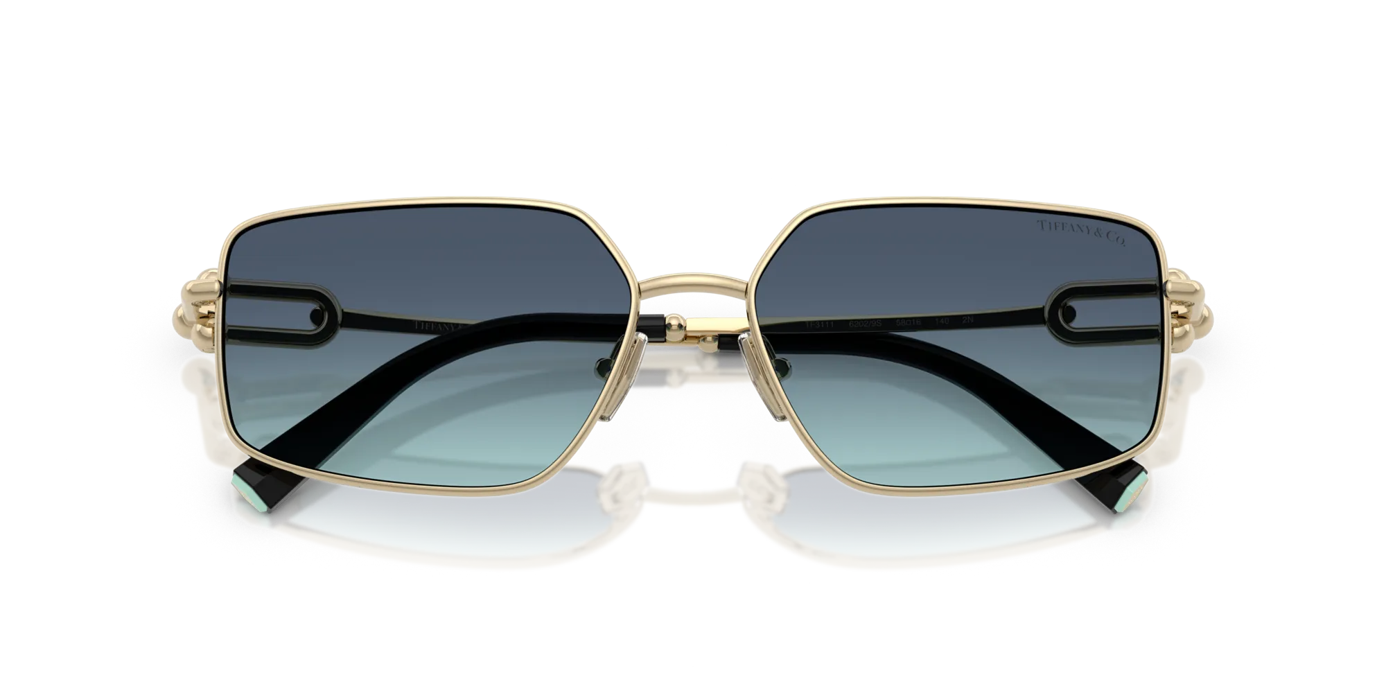 Tiffany TF3111 62029S Occhiali da sole Metallo Oro Blu Squadrata Normale Sfumato - immagine 2