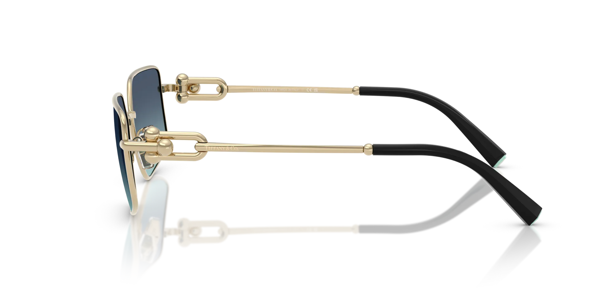 Tiffany TF3111 62029S Occhiali da sole Metallo Oro Blu Squadrata Normale Sfumato - immagine 4