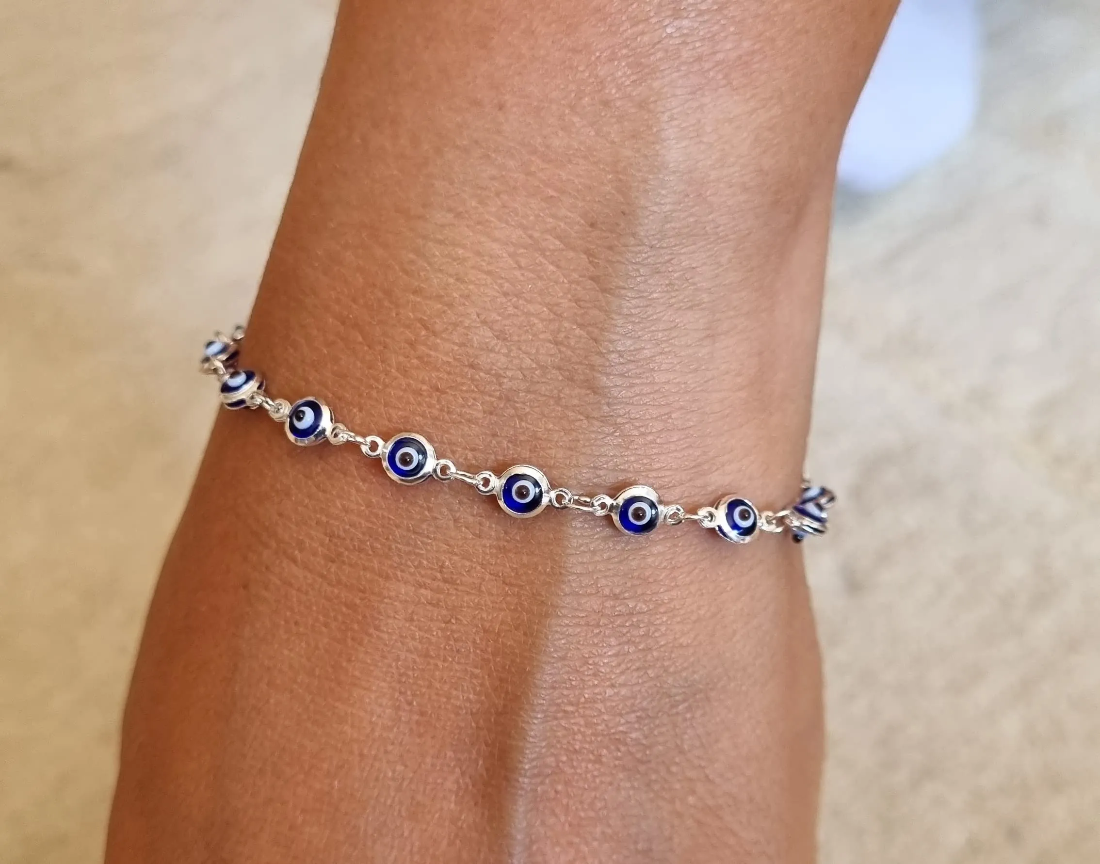 MYSTIC JEWELS By Dalia – Bracciale in argento contro il malocchio – 19 cm (Blu Navy) - immagine 4
