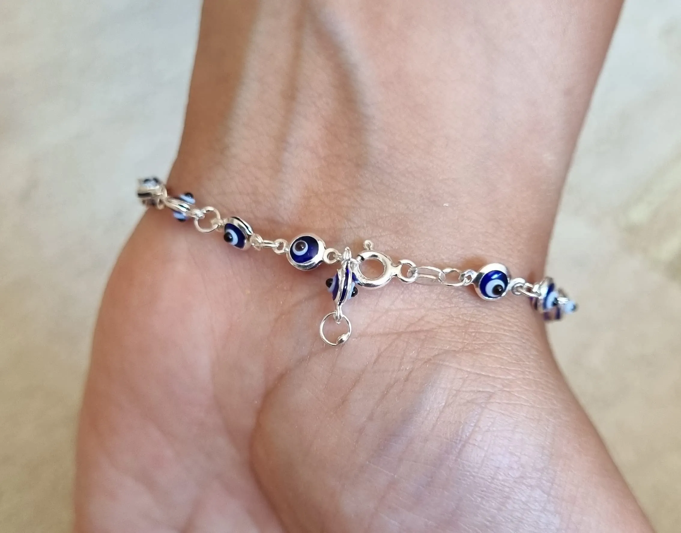 MYSTIC JEWELS By Dalia – Bracciale in argento contro il malocchio – 19 cm (Blu Navy) - immagine 5