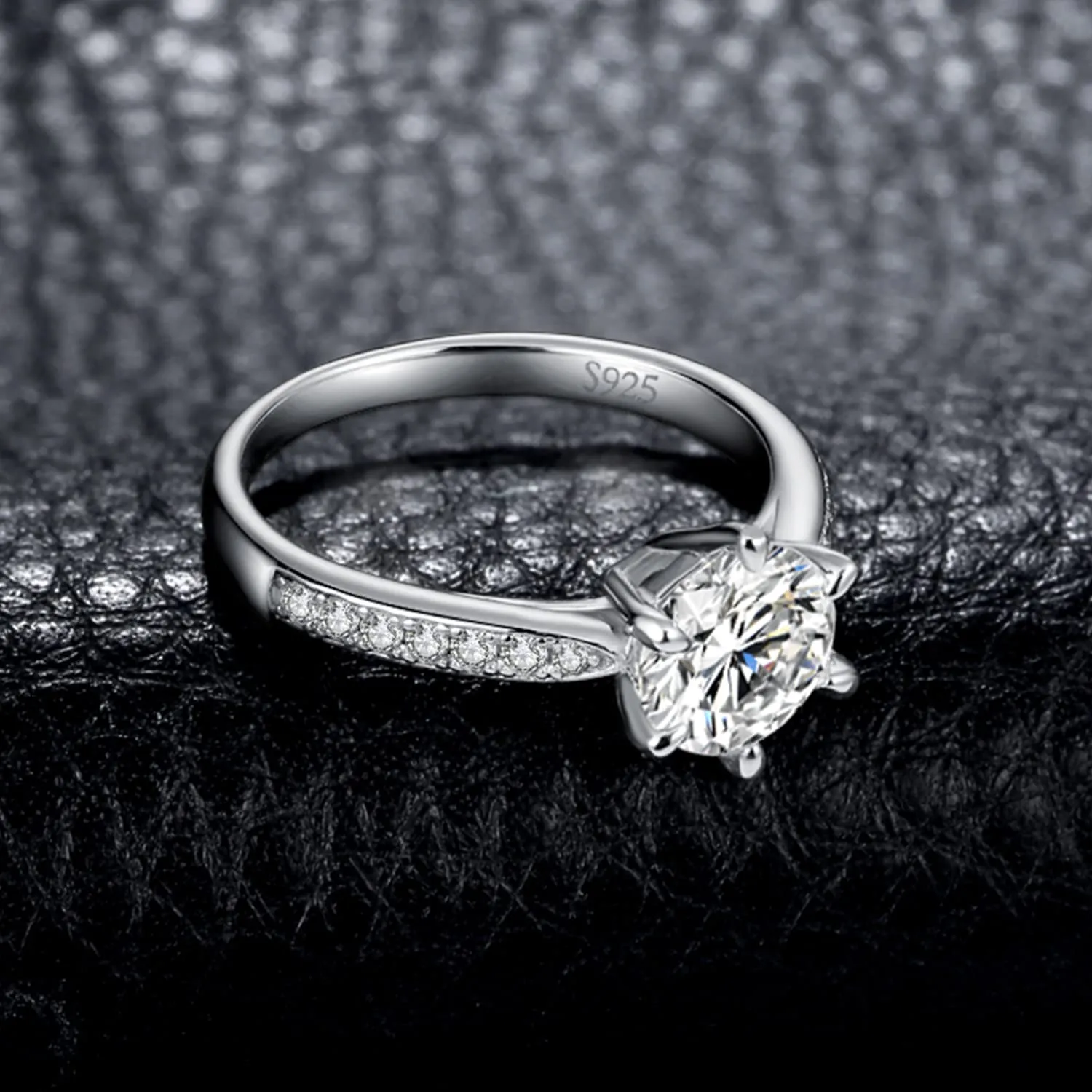 JewelryPalace 3ct Classico Anello Solitario Argento 925 con Moissanite, Diamante Simulato Anelli Argento con Pietre Laterali, Smeplice Fedine per Fidanzamento e Anniversario Set Gioielli Donna - immagine 5