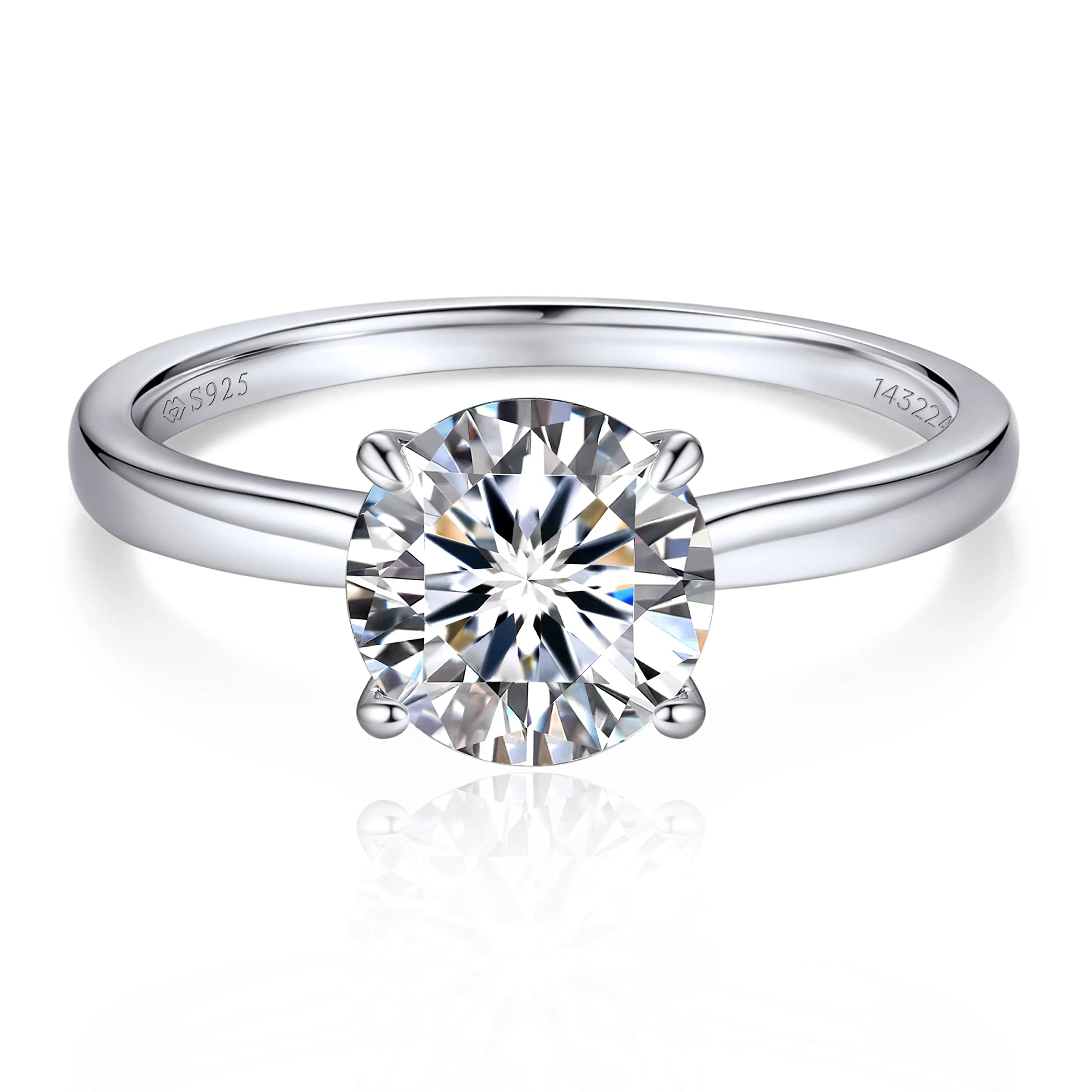 MomentWish Anello Moissanite Donna 2ct Fidanzamento Argento 925 Taglia 56 - immagine 1