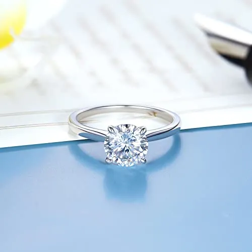 MomentWish Anello Moissanite Donna 1ct Fidanzamento Argento 925 Taglia 63 - immagine 8