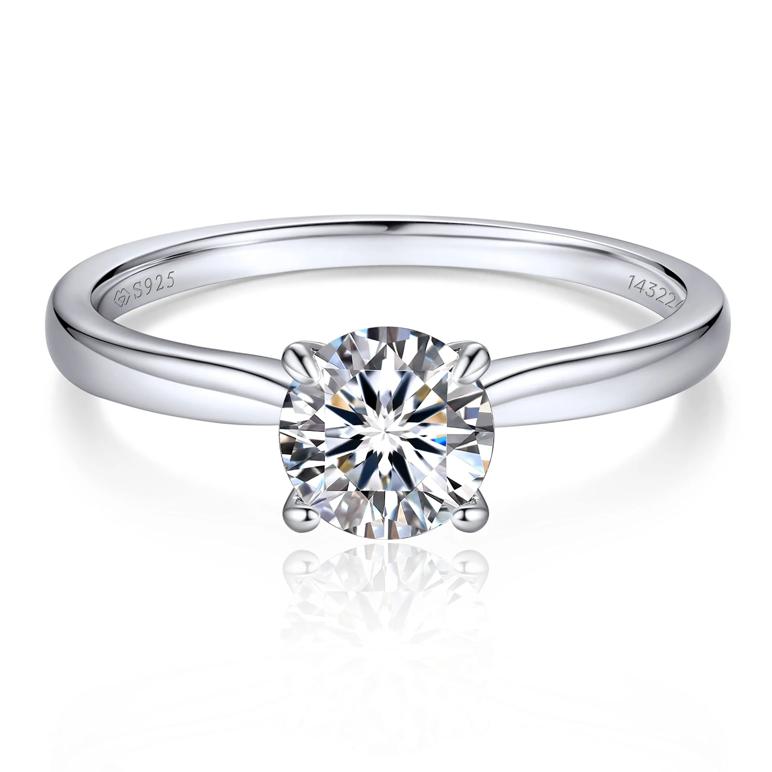 MomentWish Anello Moissanite Donna 1ct Fidanzamento Argento 925 Taglia 49 - immagine 1