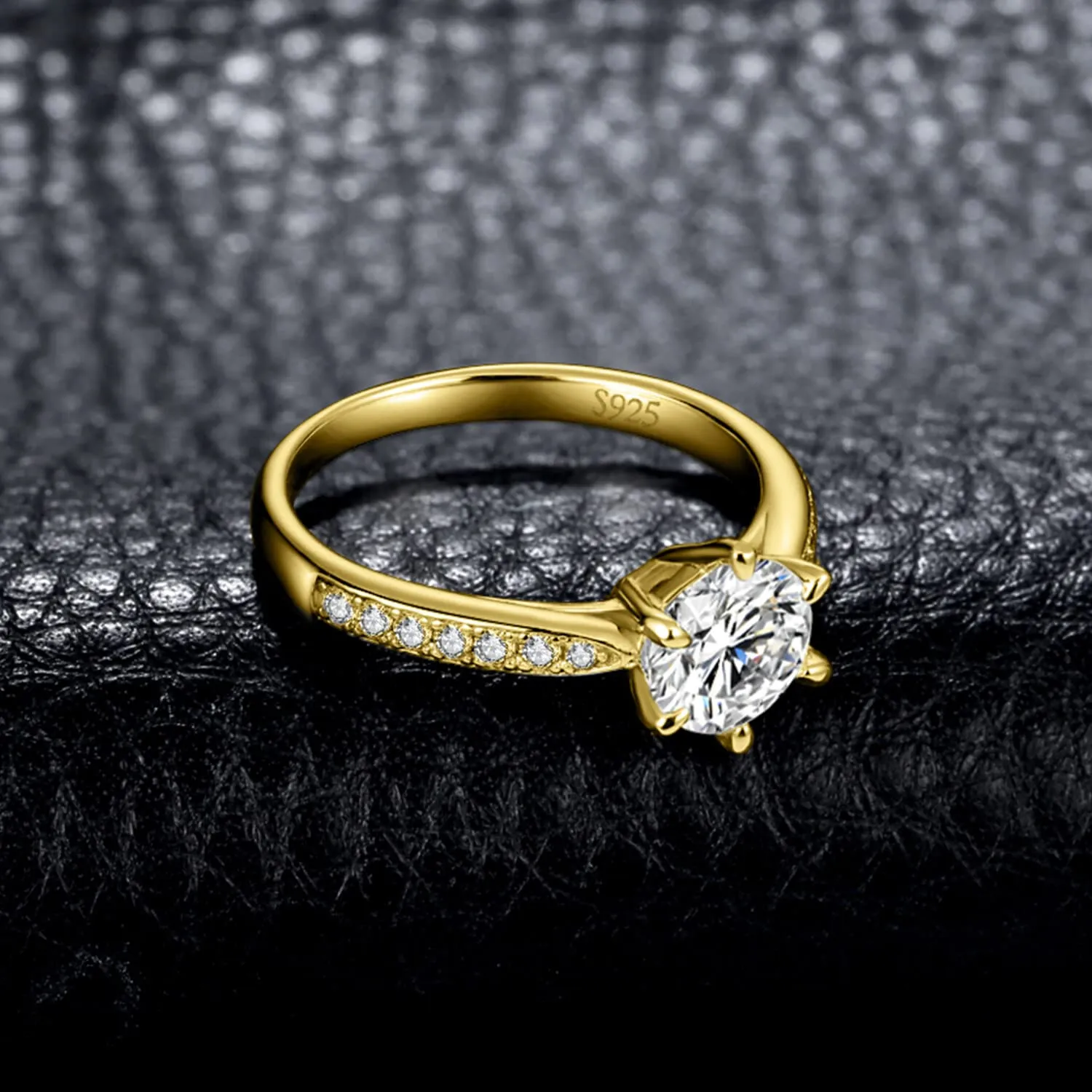 JewelryPalace 1.5ct Classico Anello Solitario Donna Argento 925 con Creato Moissanite, Diamante Simulato Anelli Dorati con Pietre Laterali, Semplice Fedine Fidanzamento in Oro Set Gioielli Donna 7 - immagine 5