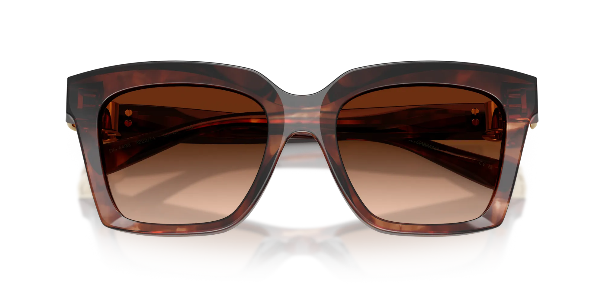 Dolce & Gabbana DG4498 322274 Occhiali da sole Acetato Rosso Marrone Squadrata Normale Sfumato - immagine 2