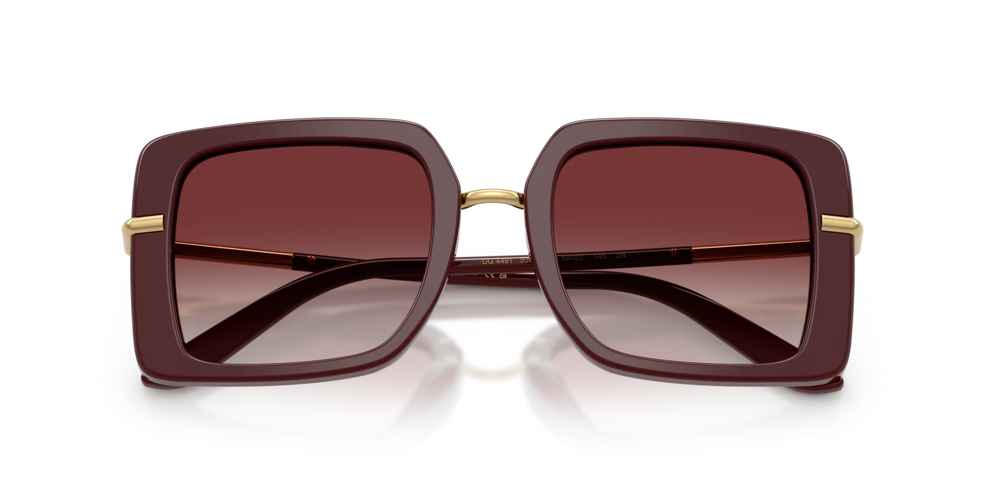 Dolce & Gabbana DG4491 30918H Occhiali da sole Acetato Rosso Bordeaux Squadrata Normale Sfumato - immagine 2