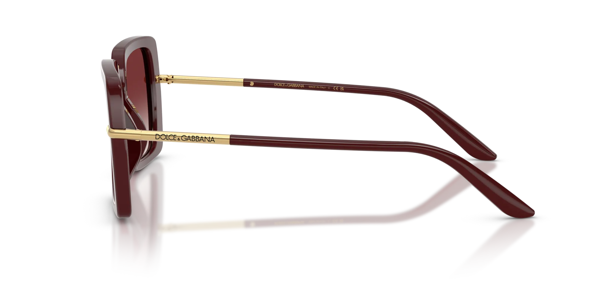 Dolce & Gabbana DG4491 30918H Occhiali da sole Acetato Rosso Bordeaux Squadrata Normale Sfumato - immagine 4