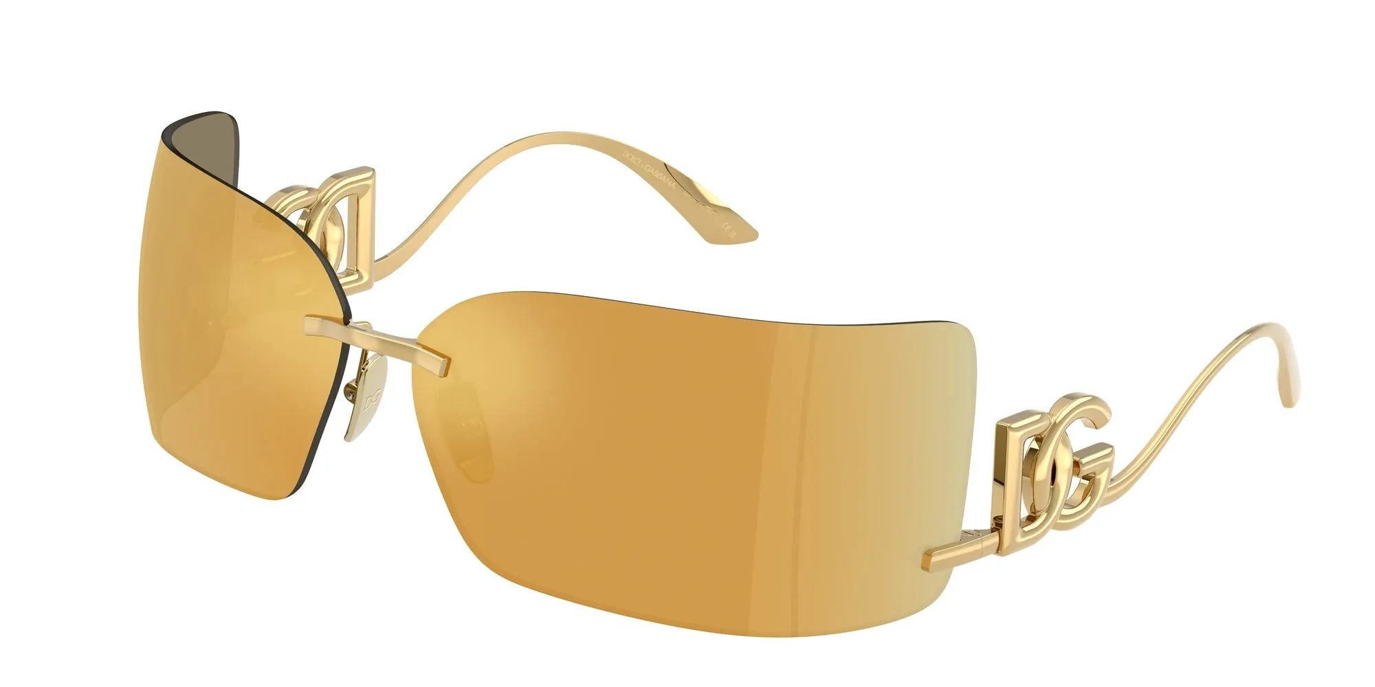 Dolce & Gabbana DG2319 02/5A Occhiali da sole Metallo Oro Marrone Squadrata Specchiate - immagine 1
