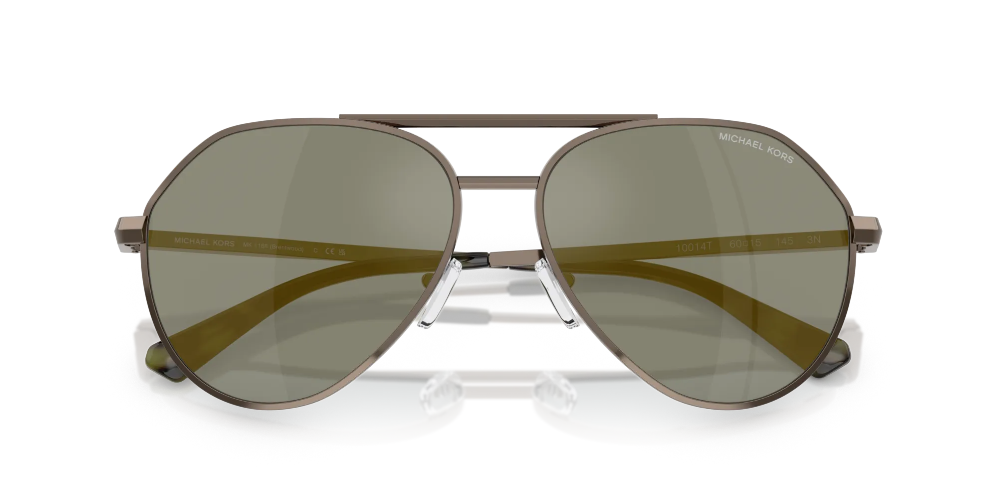 Michael Kors MK1168 BRENTWOOD 10014T Occhiali da sole Metallo Grigio Verde Pilot Normale - immagine 2