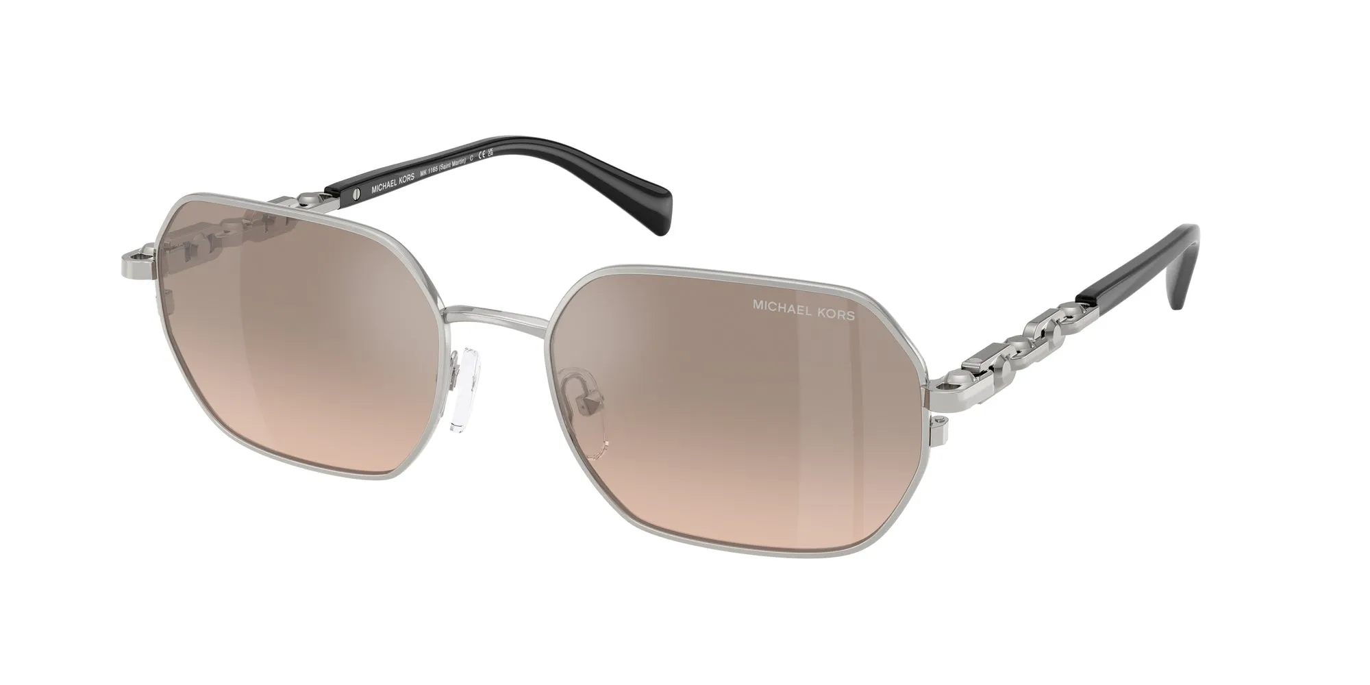 Michael Kors MK1165 SAINT MARTIN 18933D Occhiali da sole Metallo Argento Marrone Geometrica Normale Sfumato - immagine 1