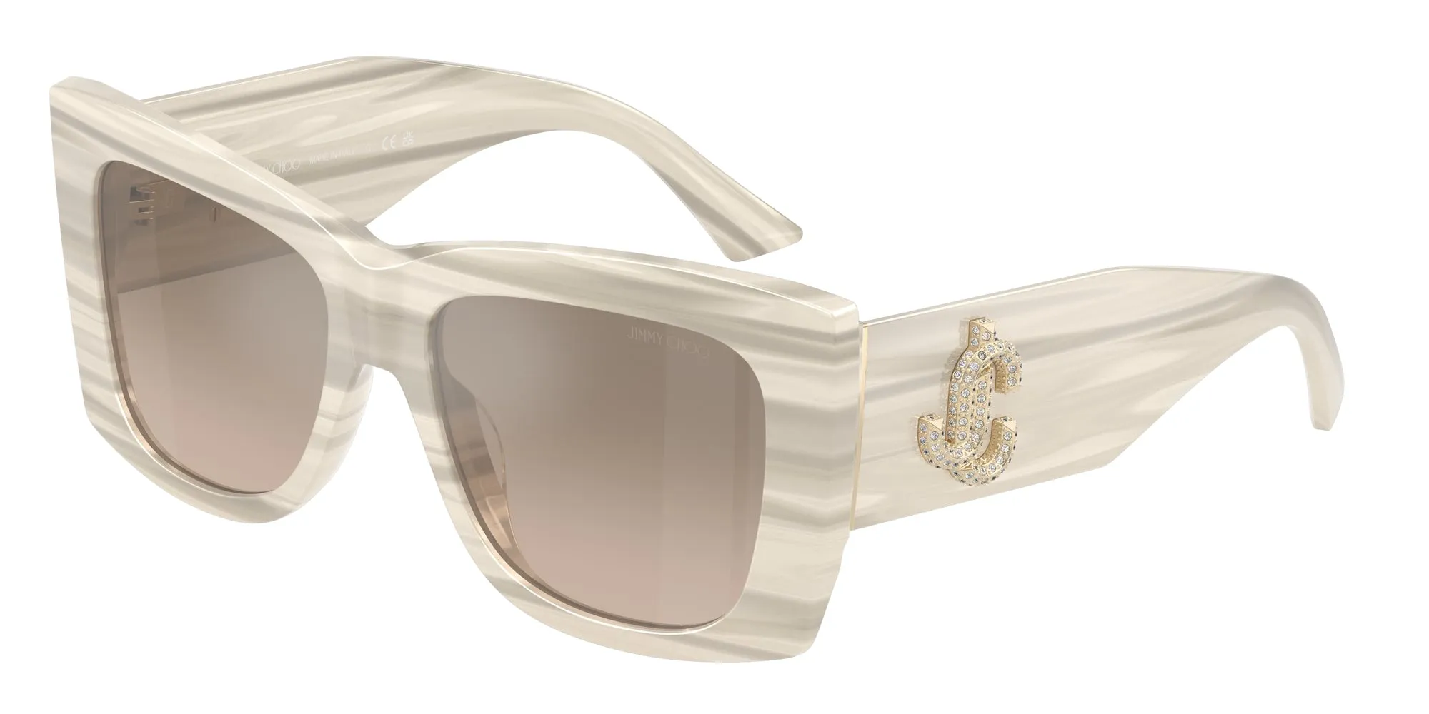 Jimmy Choo JC5036B 50656I Occhiali da sole Acetato Bianco Marrone Squadrata Normale - immagine 1