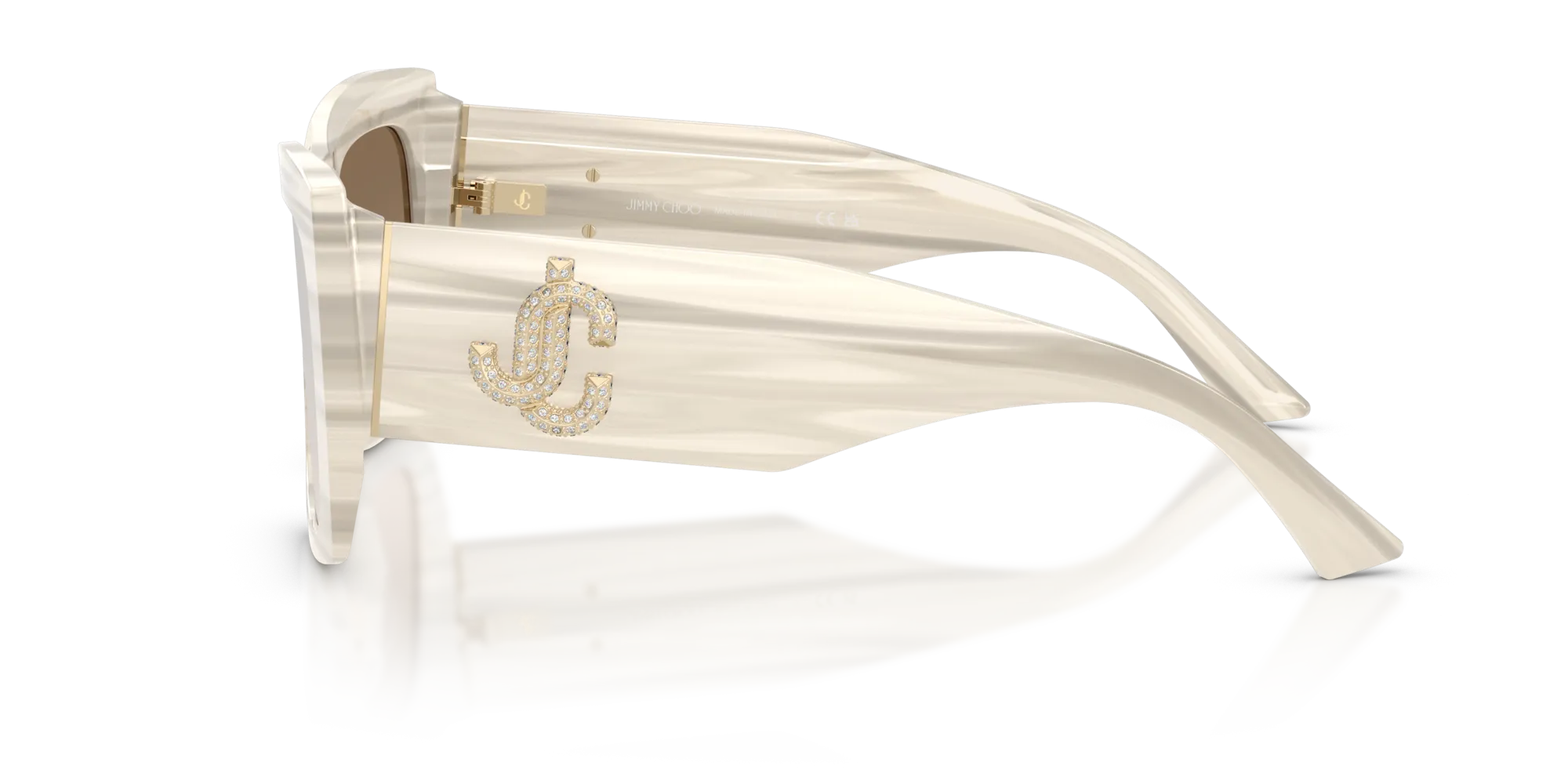 Jimmy Choo JC5036B 50656I Occhiali da sole Acetato Bianco Marrone Squadrata Normale - immagine 4