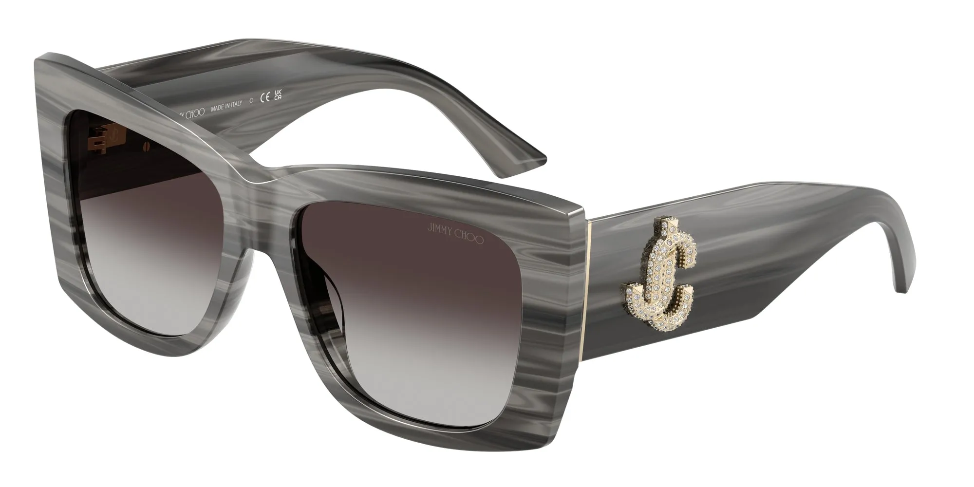 Jimmy Choo JC5036B 50638G Occhiali da sole Acetato Nero Squadrata Normale Sfumato - immagine 1