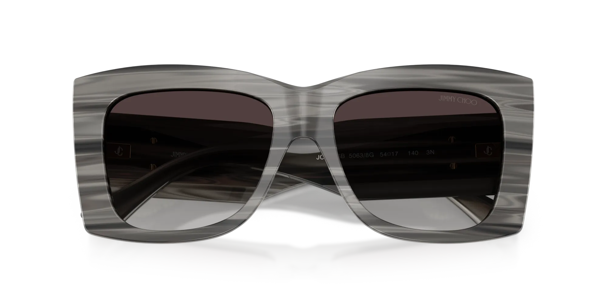 Jimmy Choo JC5036B 50638G Occhiali da sole Acetato Nero Squadrata Normale Sfumato - immagine 2