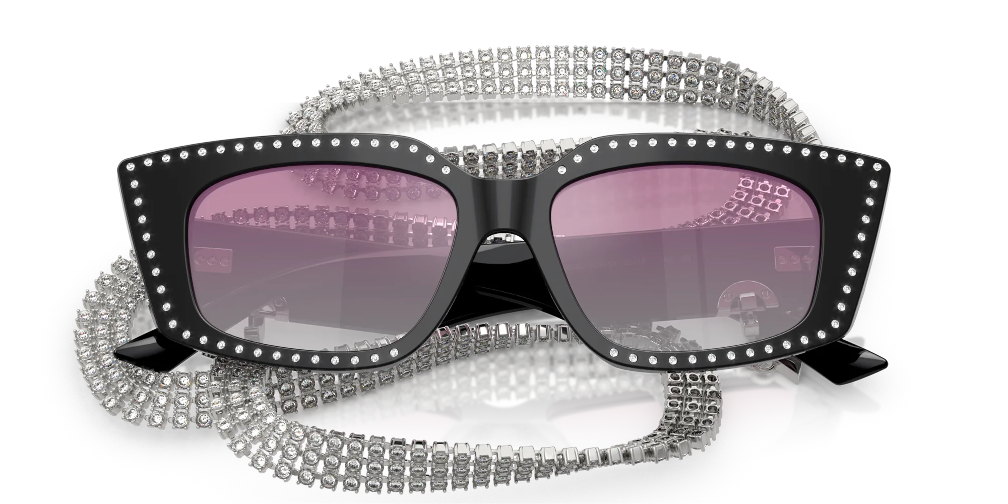 Jimmy Choo JC5033B 500058 Occhiali da sole Acetato Nero Argento Cat Eye Normale Sfumato - immagine 2