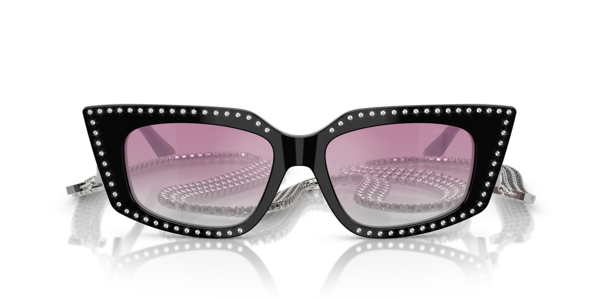 Jimmy Choo JC5033B 500058 Occhiali da sole Acetato Nero Argento Cat Eye Normale Sfumato - immagine 3