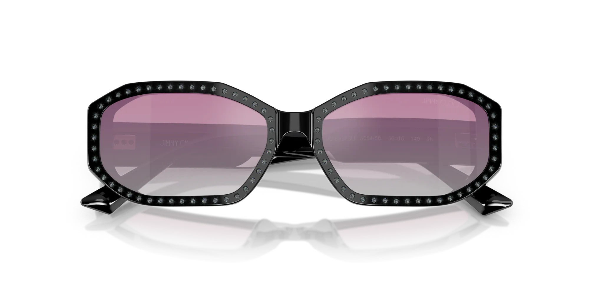Jimmy Choo JC5021BU 505458 Occhiali da sole Acetato Nero Argento Rotonda Normale Sfumato - immagine 2